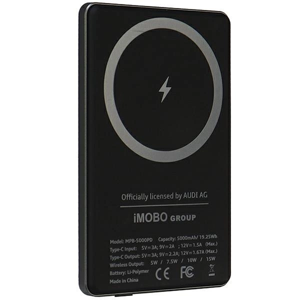 Powerbank Audi Big Logo MagSafe inductive 15W 5000mAh - grayeng