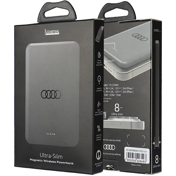 Powerbank Audi Big Logo MagSafe inductive 15W 5000mAh - grayeng