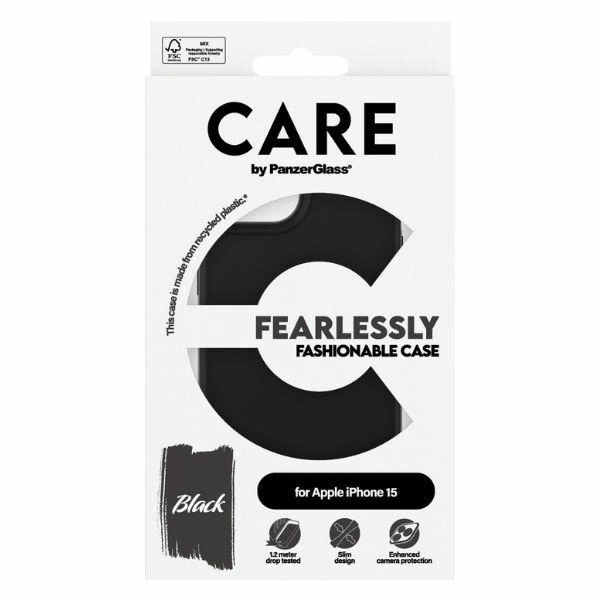 CARE by PanzerGlass Fearlessly Fashionable Case for iPhone 15 - Blackeng