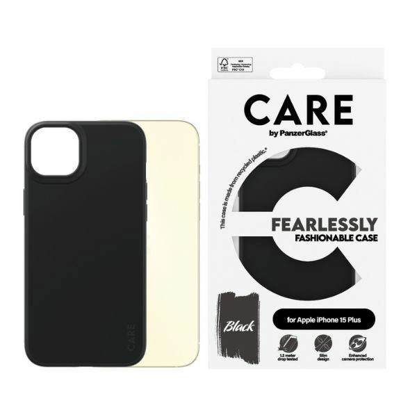 CARE by PanzerGlass Fearlessly Fashionable Case for iPhone 15 Plus - Blackeng