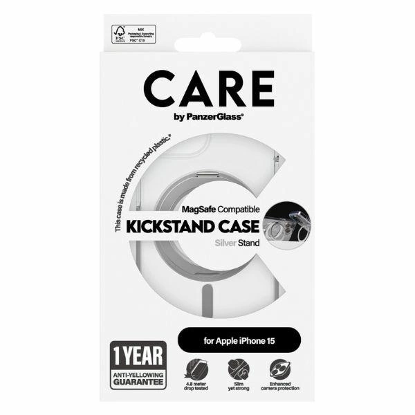 CARE by PanzerGlass Kickstand Case MagSafe for iPhone 15 - silvereng
