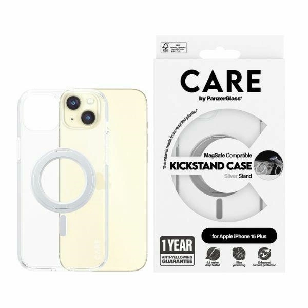 CARE by PanzerGlass Kickstand Case MagSafe for iPhone 15 Plus - silvereng