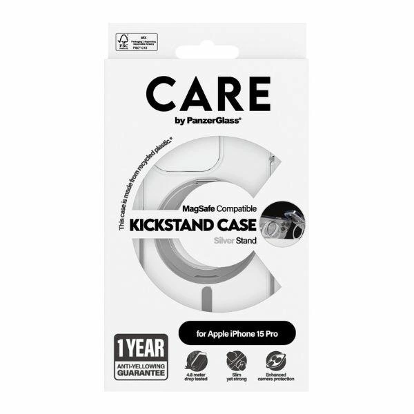 CARE by PanzerGlass Kickstand Case MagSafe for iPhone 15 Pro - silvereng