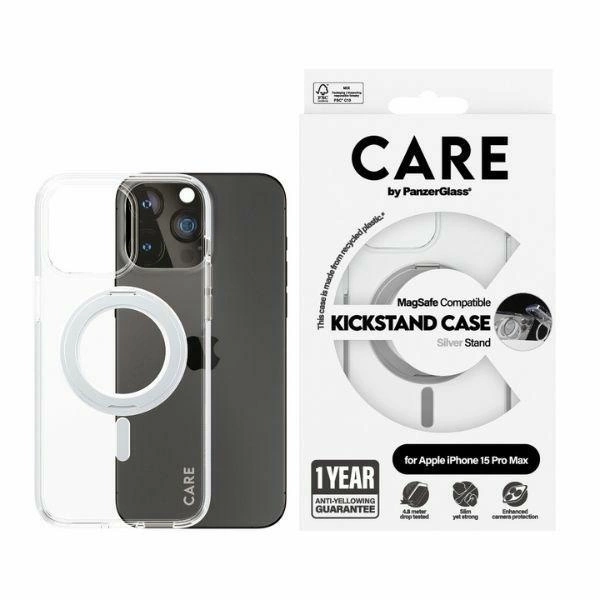 CARE by PanzerGlass Kickstand Case MagSafe for iPhone 15 Pro Max - silvereng