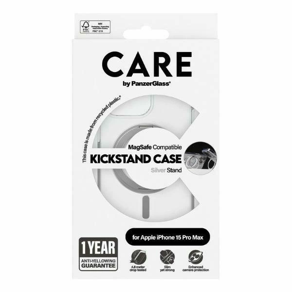 CARE by PanzerGlass Kickstand Case MagSafe for iPhone 15 Pro Max - silvereng