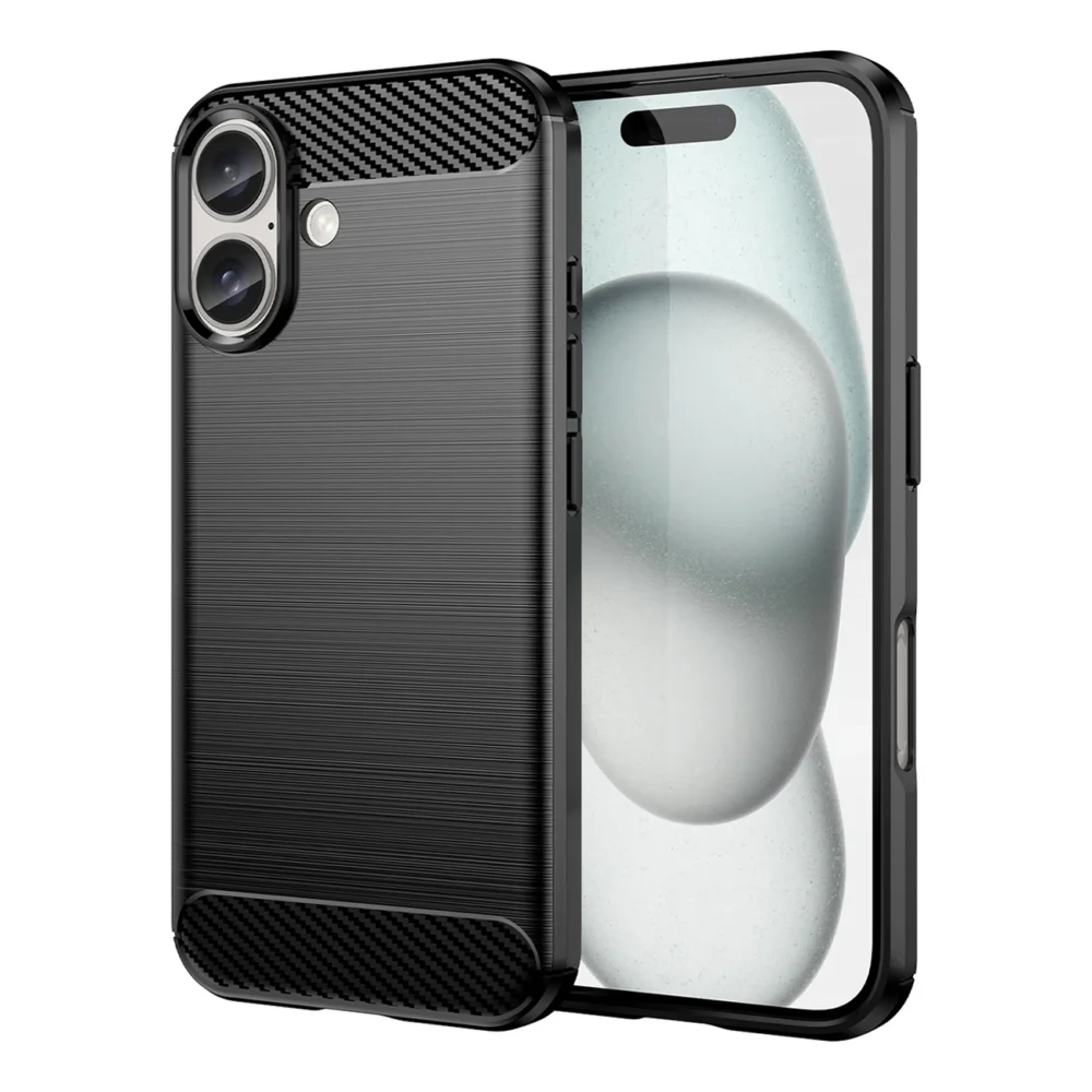 Carbon Case for iPhone 16 Silicone Case - Blackeng