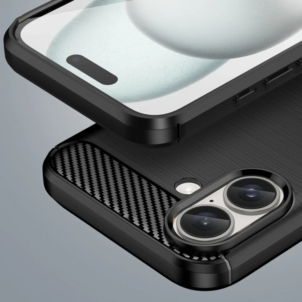 Carbon Case for iPhone 16 Silicone Case - Blackeng