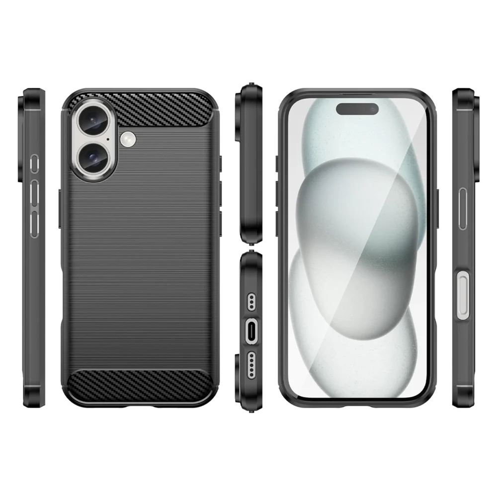 Carbon Case for iPhone 16 Silicone Case - Blackeng