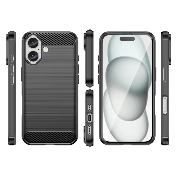 Carbon Case for iPhone 16 Silicone Case - Blackeng