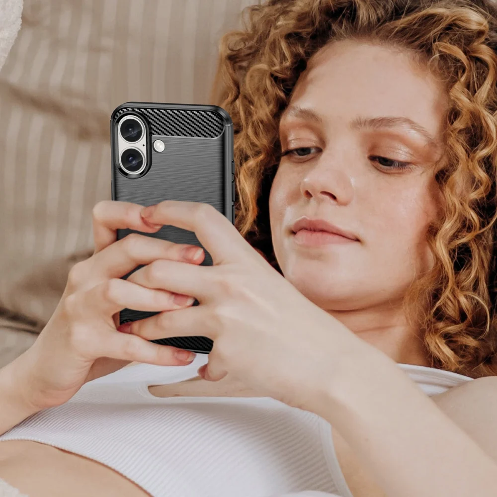 Carbon Case for iPhone 16 Plus Silicone Case - Blackeng