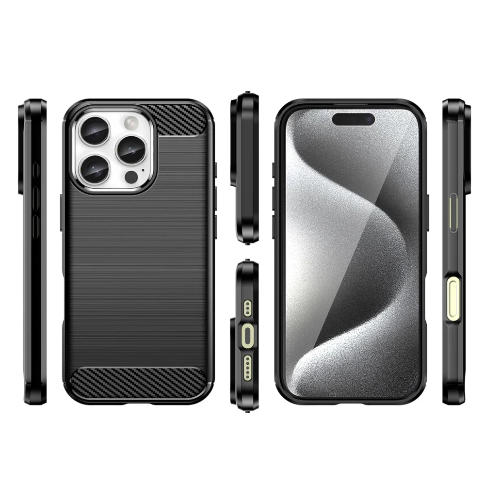 Carbon Case for iPhone 16 Pro Max Silicone Case - Blackeng