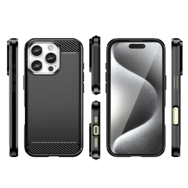 Carbon Case for iPhone 16 Pro Max Silicone Case - Blackeng