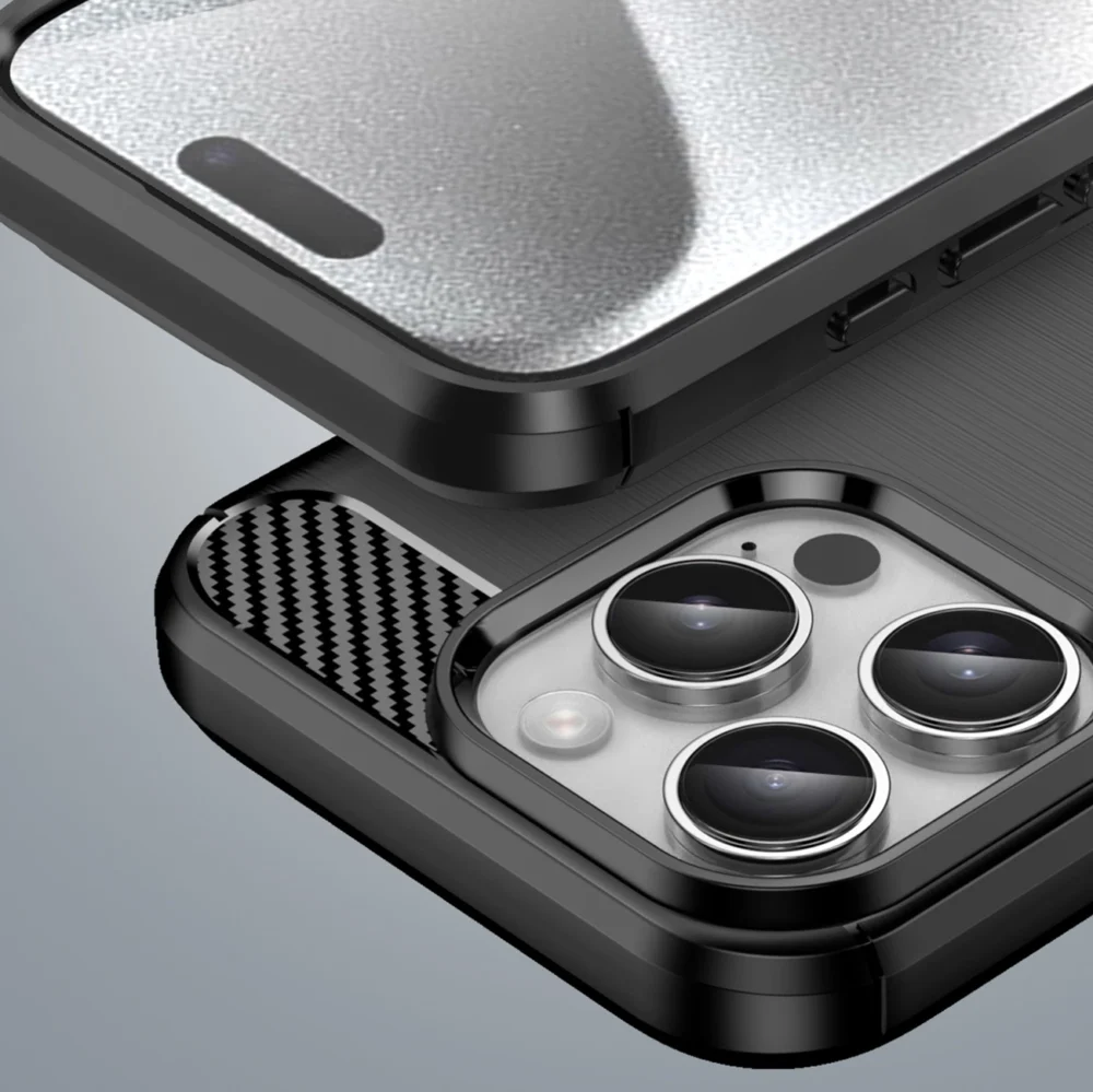 Carbon Case for iPhone 16 Pro Max Silicone Case - Blackeng
