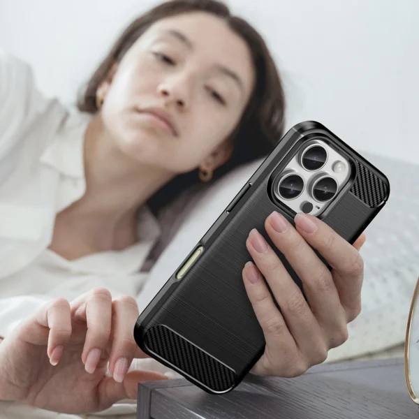 Carbon Case for iPhone 16 Pro Max Silicone Case - Blackeng