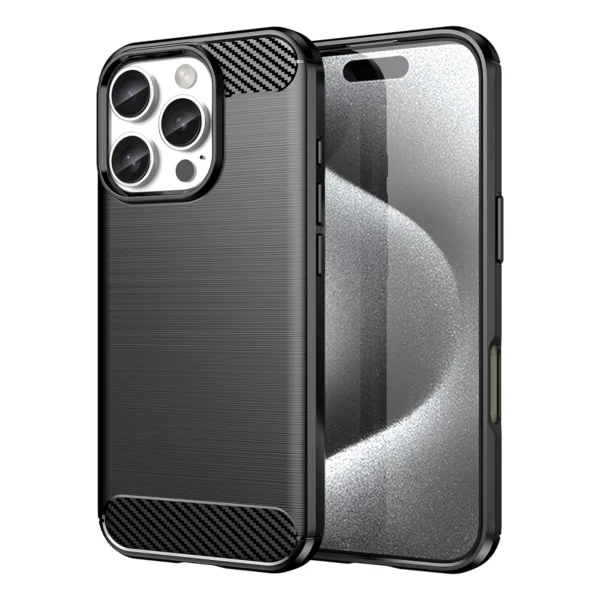 Carbon Case for iPhone 16 Pro Max Silicone Case - Blackeng