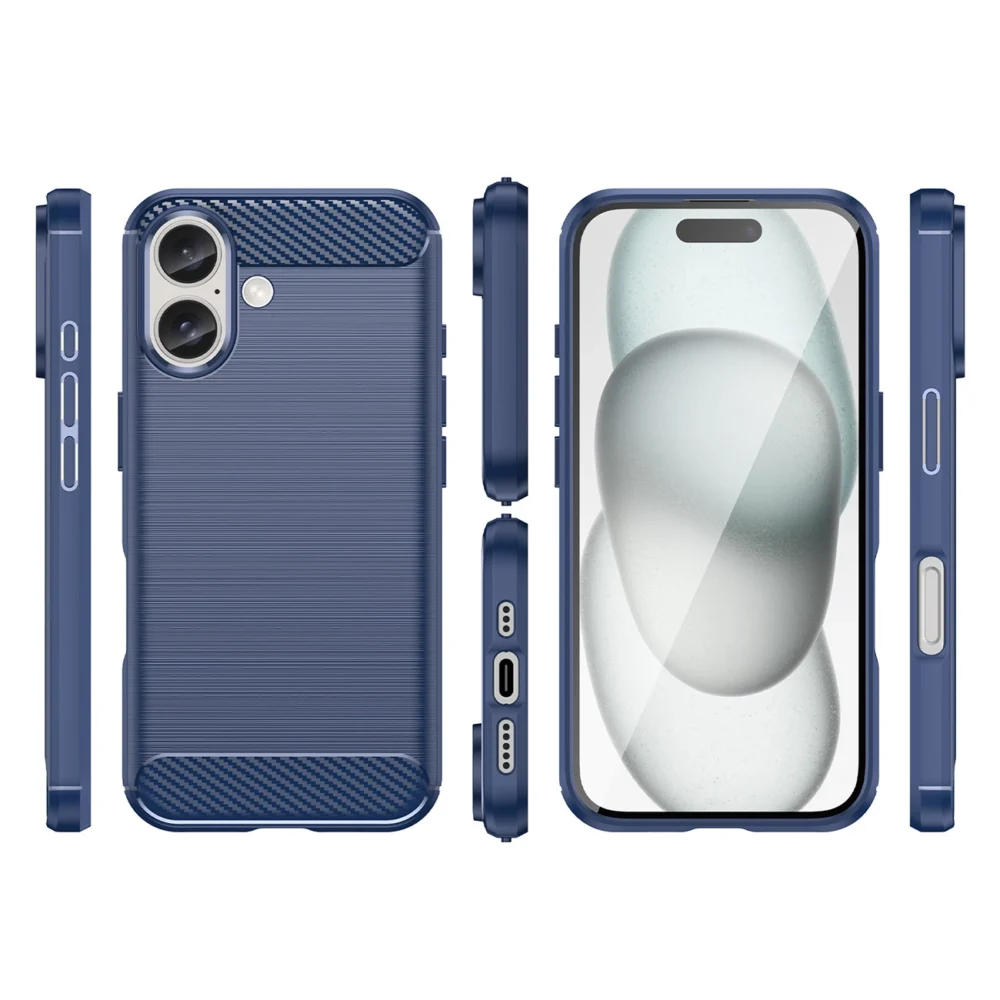 Carbon Case for iPhone 16 Silicone Case - Blueeng
