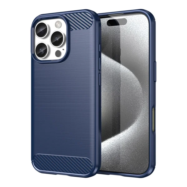 Carbon Case for iPhone 16 Pro Max Silicone Case - Blueeng