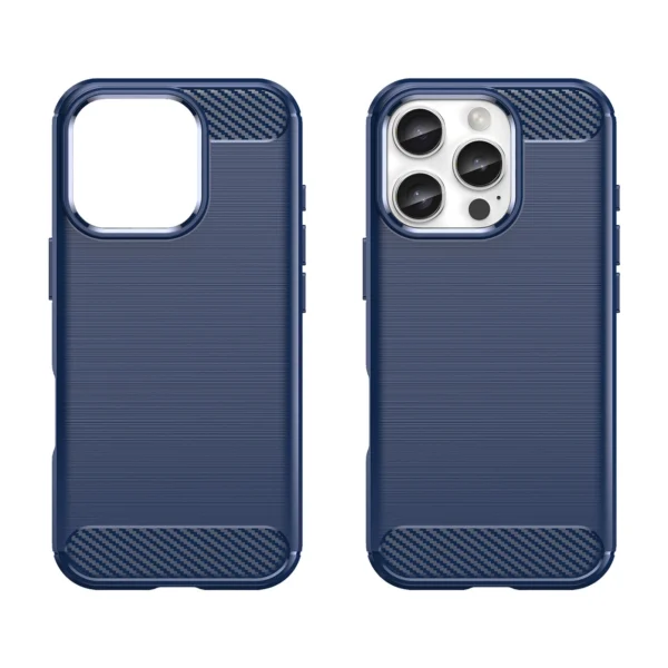 Carbon Case for iPhone 16 Pro Max Silicone Case - Blueeng