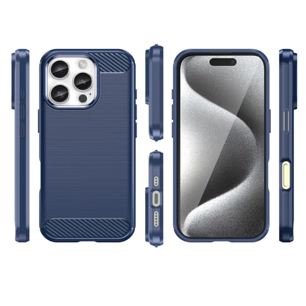 Carbon Case for iPhone 16 Pro Max Silicone Case - Blueeng