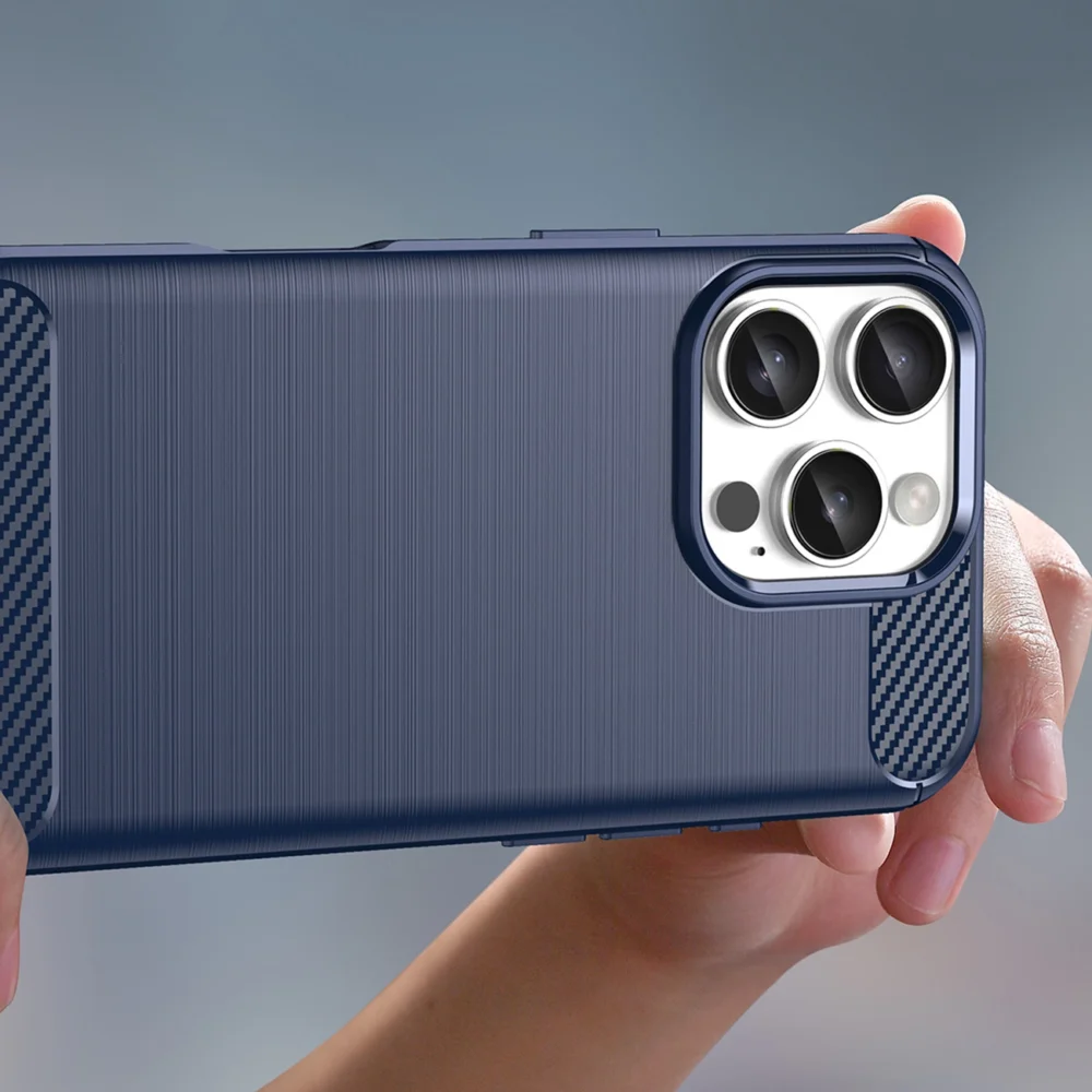 Carbon Case for iPhone 16 Pro Max Silicone Case - Blueeng