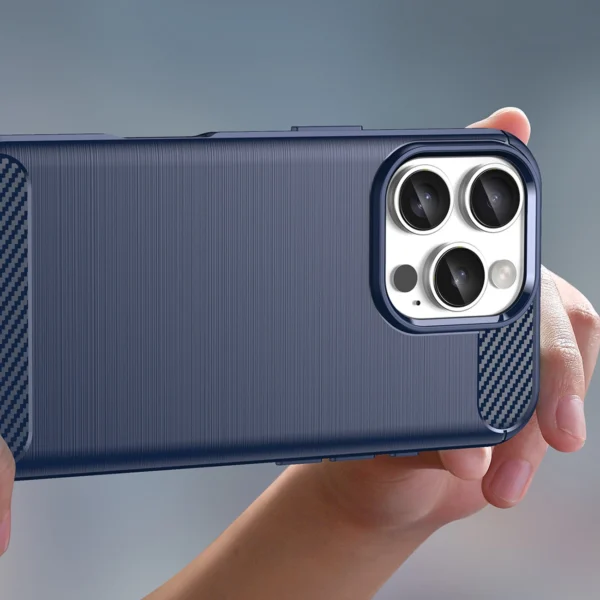 Carbon Case for iPhone 16 Pro Max Silicone Case - Blueeng