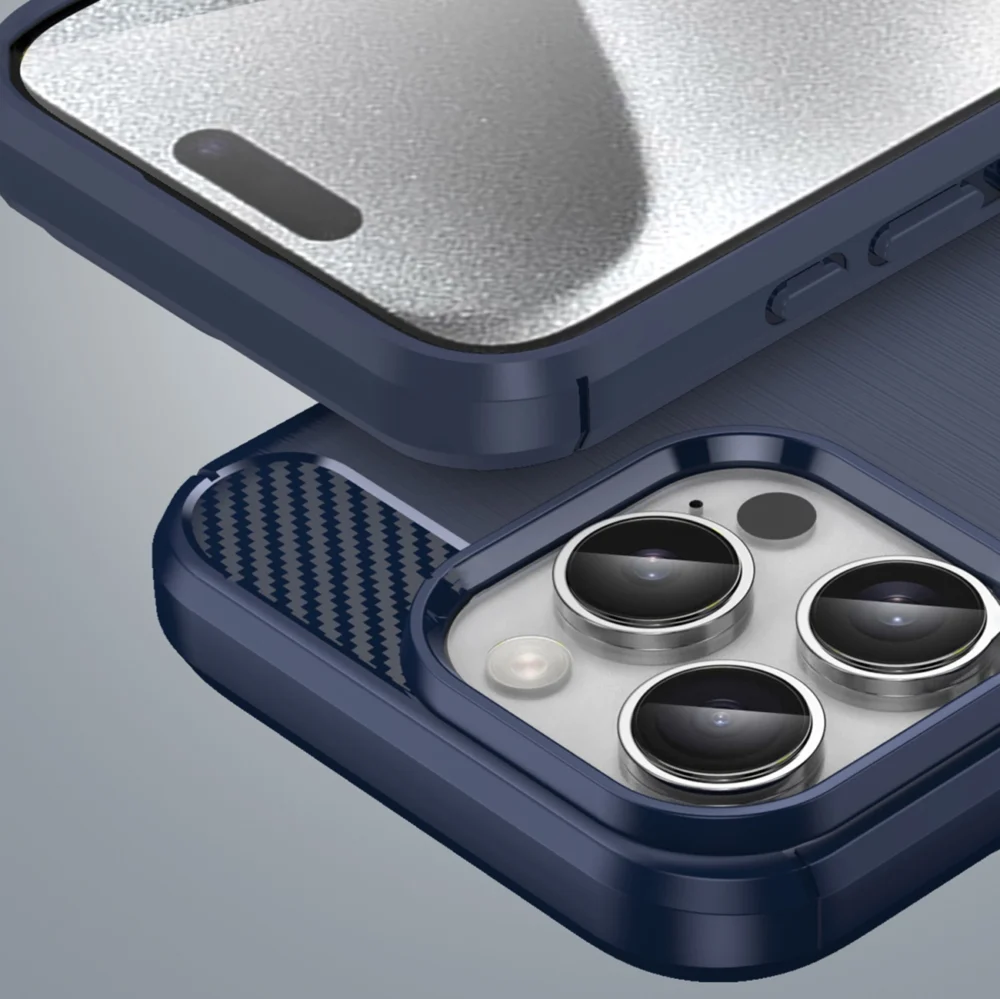 Carbon Case for iPhone 16 Pro Max Silicone Case - Blueeng