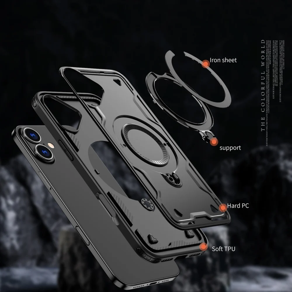 Hybrid Armor Trendy Case with MagSafe for iPhone 16 Plus - Blackeng