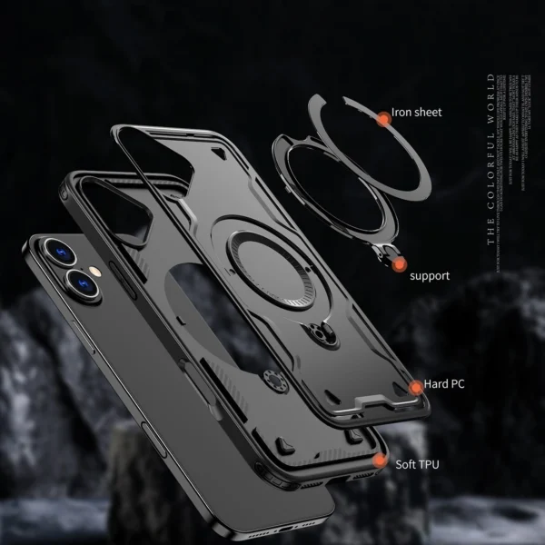 Hybrid Armor Trendy Case with MagSafe for iPhone 16 Plus - Blackeng