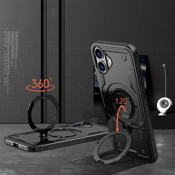 Hybrid Armor Trendy Case with MagSafe for iPhone 16 Plus - Blackeng
