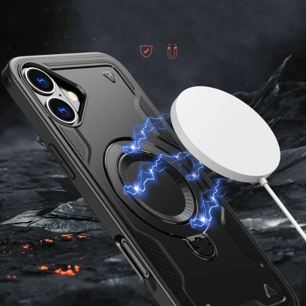 Hybrid Armor Trendy Case with MagSafe for iPhone 16 Plus - Blackeng