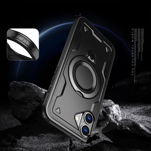 Hybrid Armor Trendy Case with MagSafe for iPhone 16 Plus - Blackeng