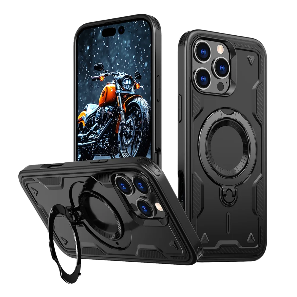 Hybrid Armor Trendy Case with MagSafe for iPhone 16 Pro Max - Blackeng