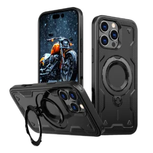 Hybrid Armor Trendy Case with MagSafe for iPhone 16 Pro Max - Blackeng