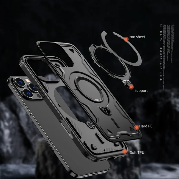 Hybrid Armor Trendy Case with MagSafe for iPhone 16 Pro Max - Blackeng