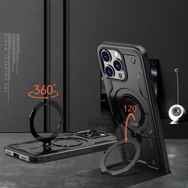 Hybrid Armor Trendy Case with MagSafe for iPhone 16 Pro Max - Blackeng