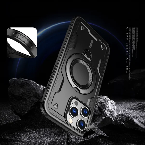 Hybrid Armor Trendy Case with MagSafe for iPhone 16 Pro Max - Blackeng