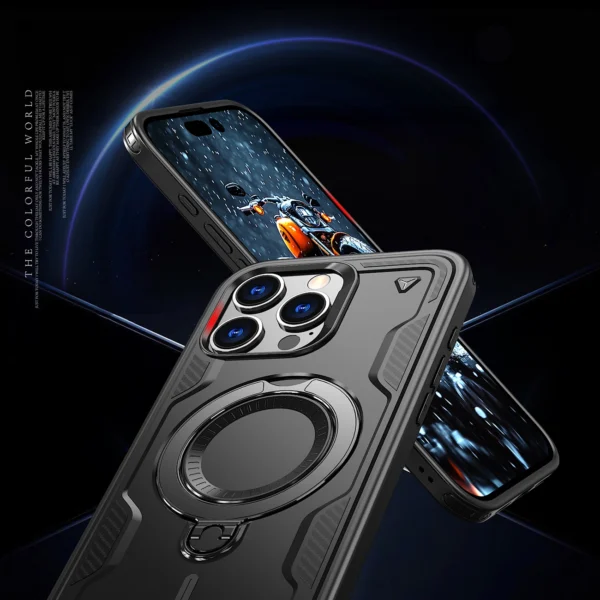 Hybrid Armor Trendy Case with MagSafe for iPhone 16 Pro Max - Blackeng