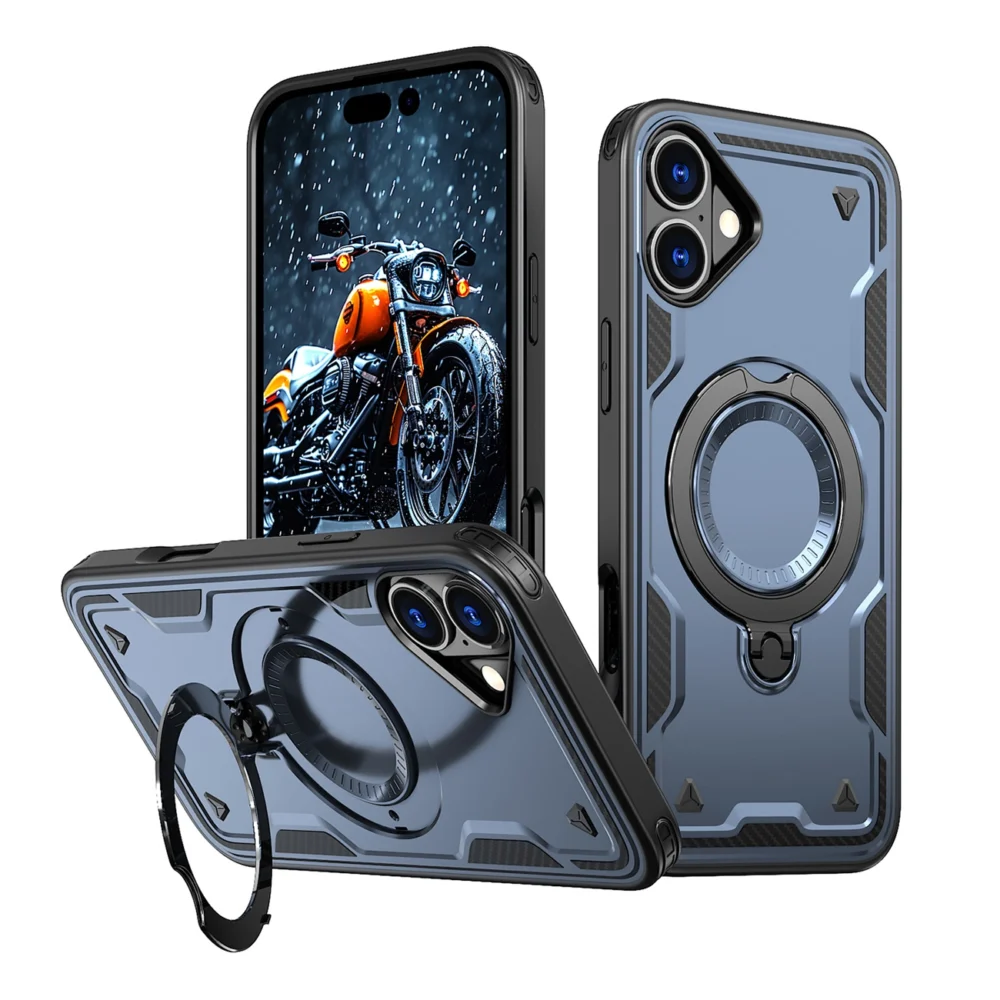 Hybrid Armor Trendy Case with MagSafe for iPhone 16 - Blueeng