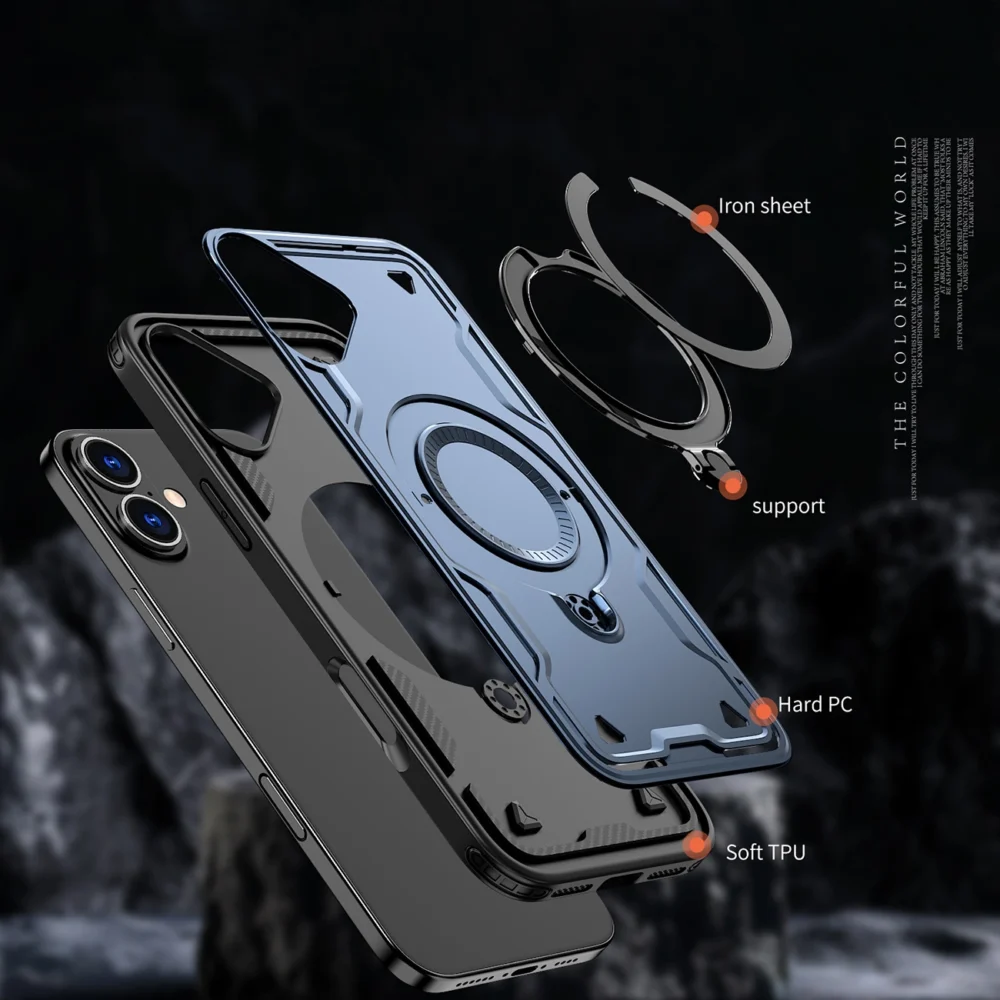 Hybrid Armor Trendy Case with MagSafe for iPhone 16 - Blueeng
