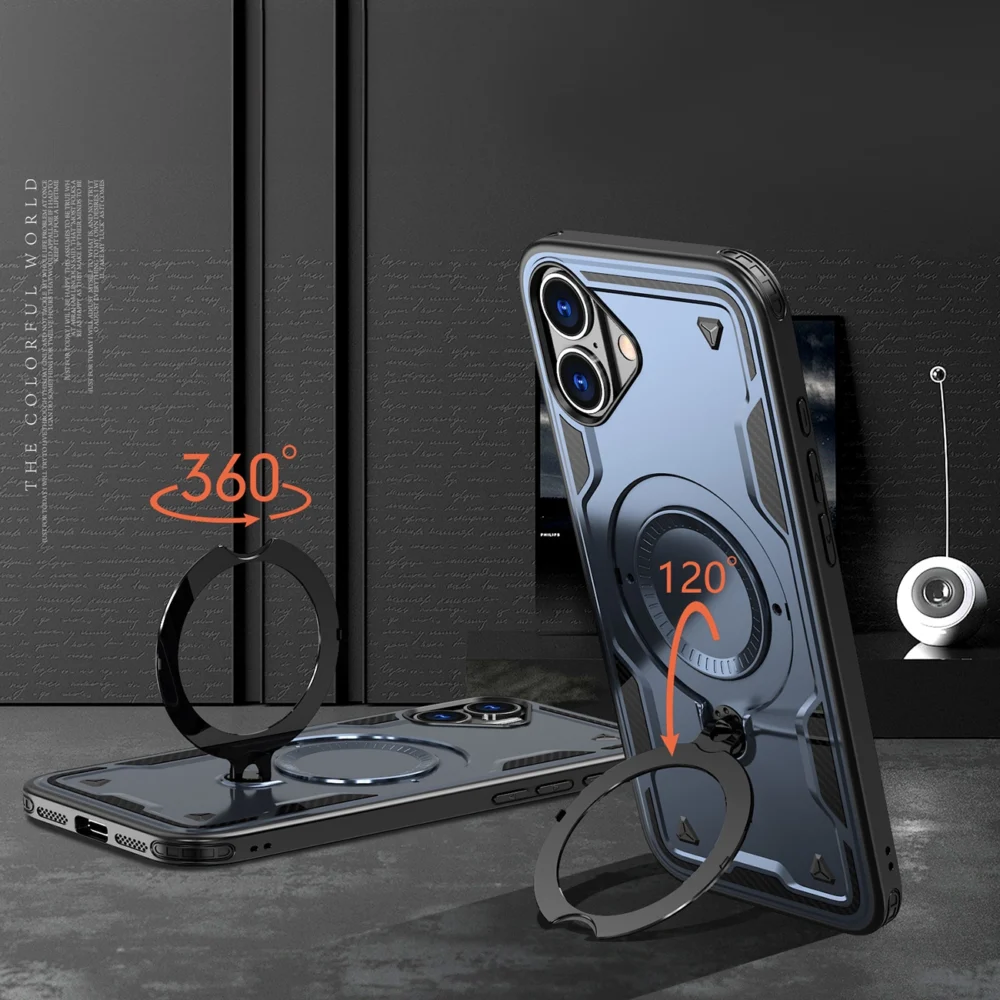 Hybrid Armor Trendy Case with MagSafe for iPhone 16 - Blueeng