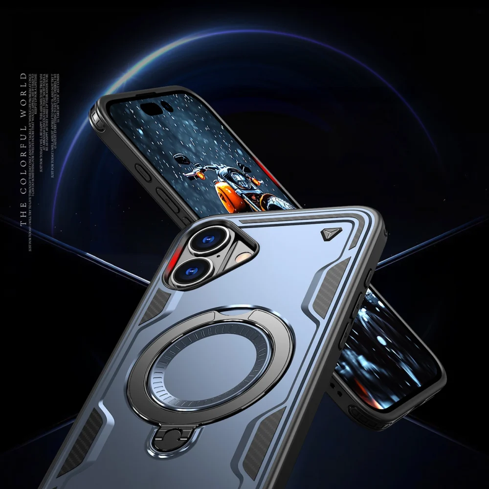 Hybrid Armor Trendy Case with MagSafe for iPhone 16 - Blueeng