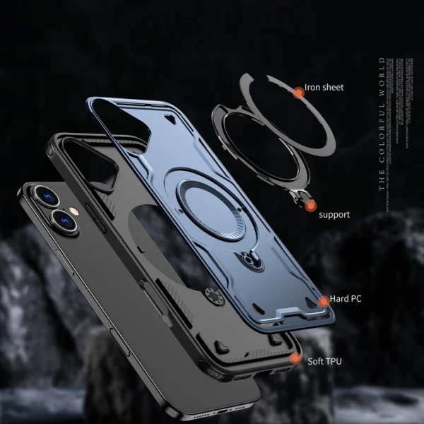 Hybrid Armor Trendy Case with MagSafe for iPhone 16 Plus - Blueeng