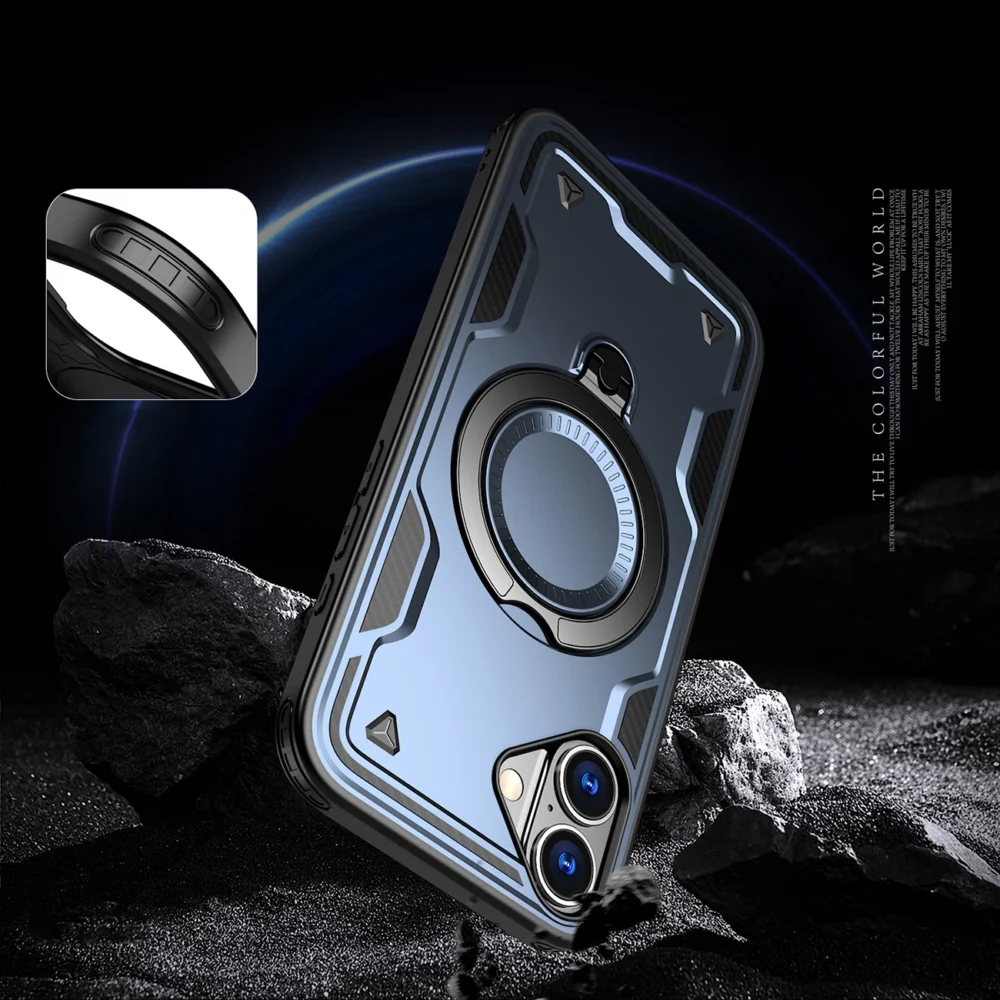 Hybrid Armor Trendy Case with MagSafe for iPhone 16 Plus - Blueeng