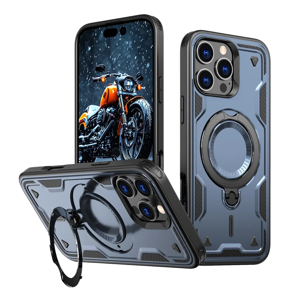 Hybrid Armor Trendy Case with MagSafe for iPhone 16 Pro Max - Blueeng