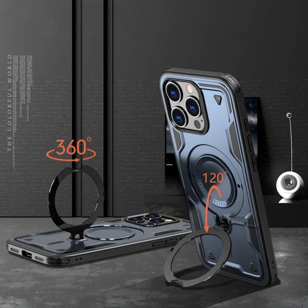 Hybrid Armor Trendy Case with MagSafe for iPhone 16 Pro Max - Blueeng