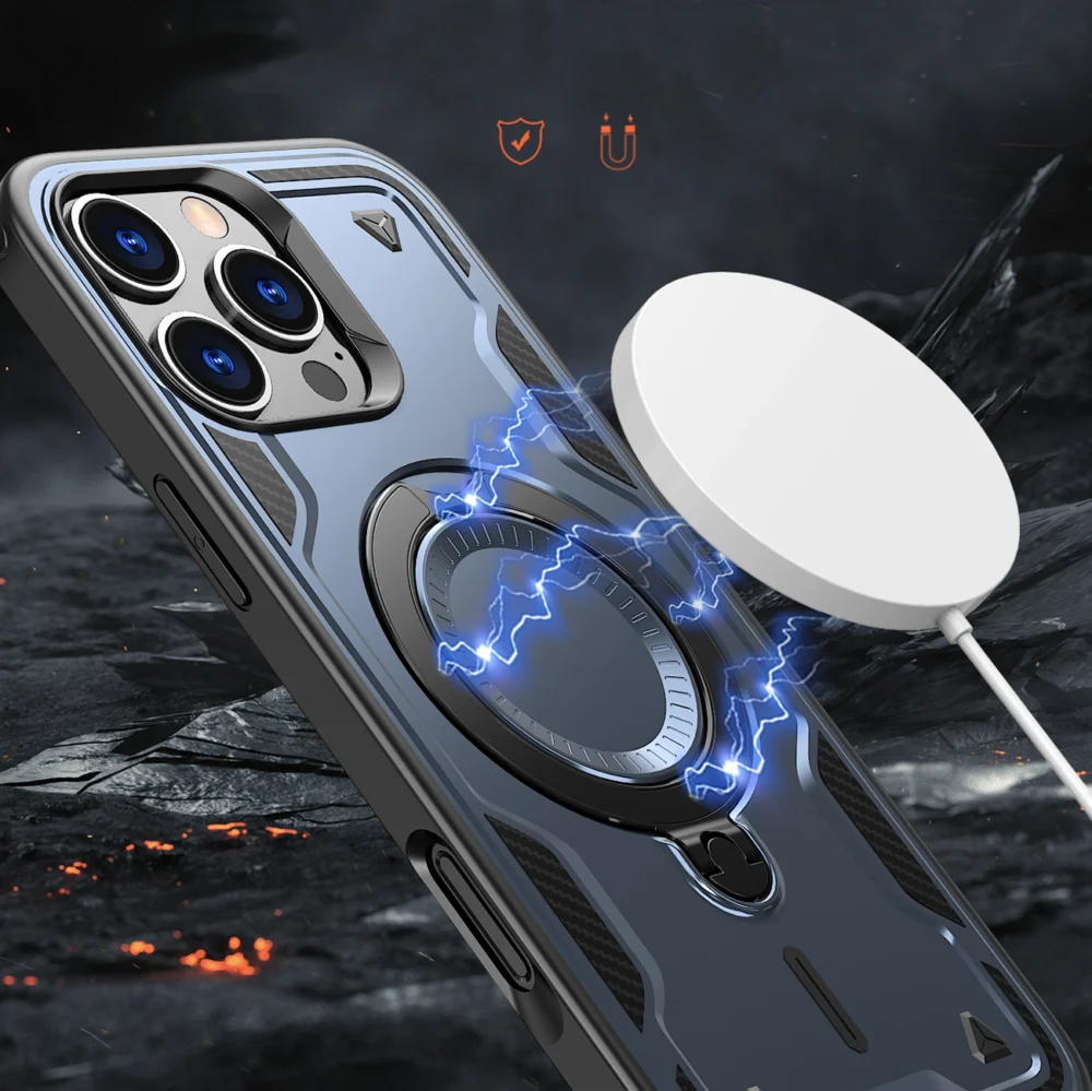 Hybrid Armor Trendy Case with MagSafe for iPhone 16 Pro Max - Blueeng