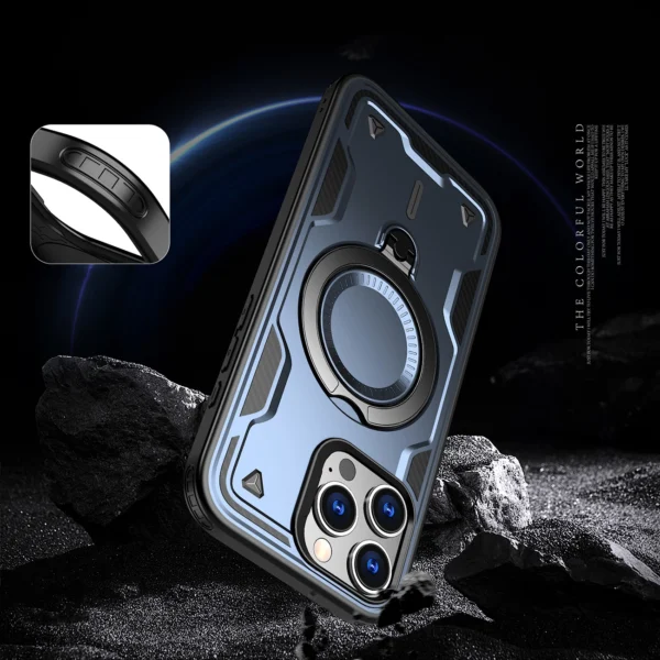 Hybrid Armor Trendy Case with MagSafe for iPhone 16 Pro Max - Blueeng