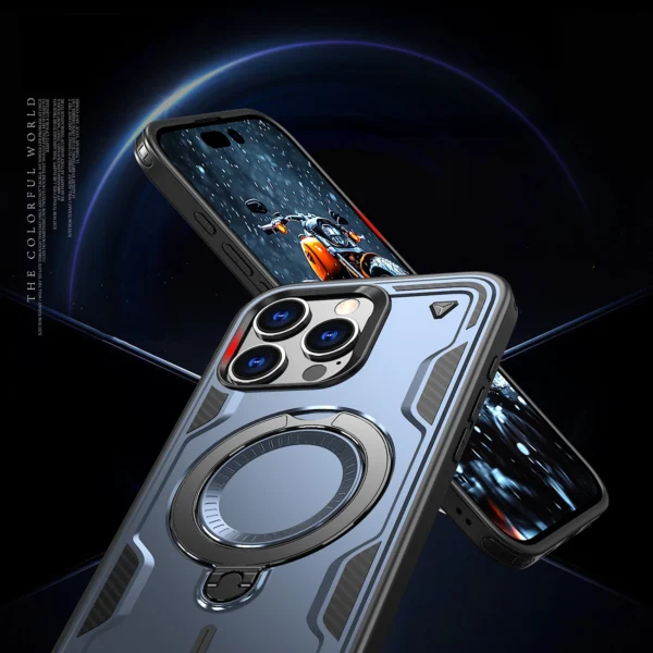 Hybrid Armor Trendy Case with MagSafe for iPhone 16 Pro Max - Blueeng