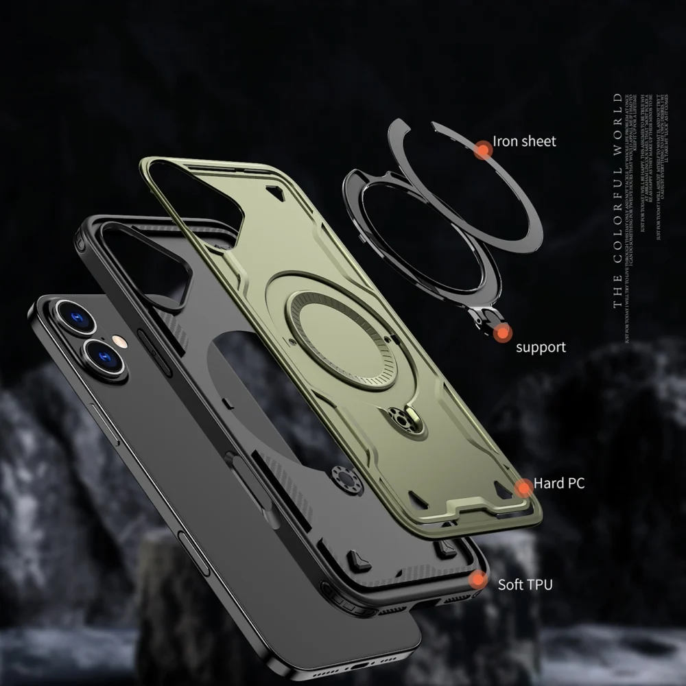 Hybrid Armor Trendy Case with MagSafe for iPhone 16 Plus - Greeneng