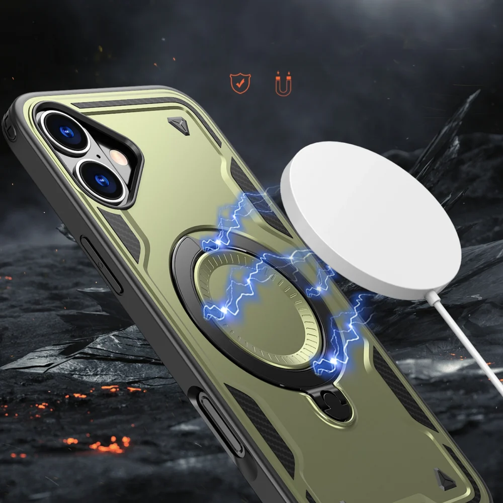 Hybrid Armor Trendy Case with MagSafe for iPhone 16 Plus - Greeneng